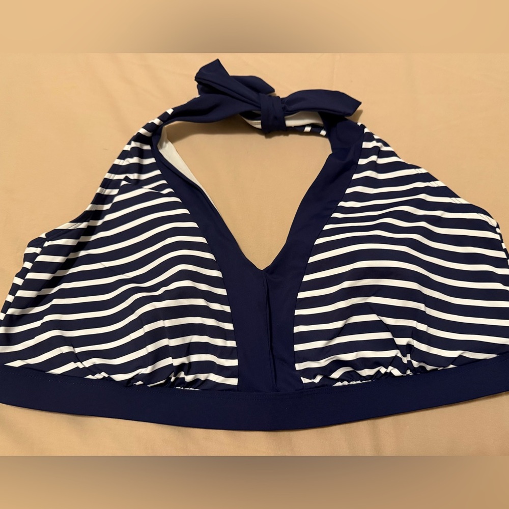 Draper James Land’s End Navy and White Swimwear/Halter Top